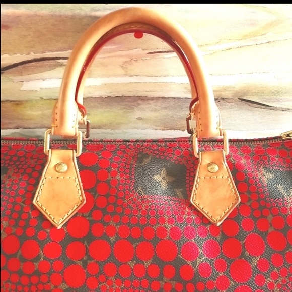 LOUIS VUITTON Speedy 30 Yayoi Kusama 2012 LTD ED Pumpkin Infinity Red Purs Bag - Picture 6 of 16